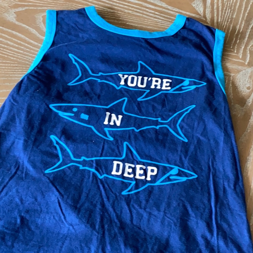Boys Summer Turquoise Ocean Shark Tank Top Shirt